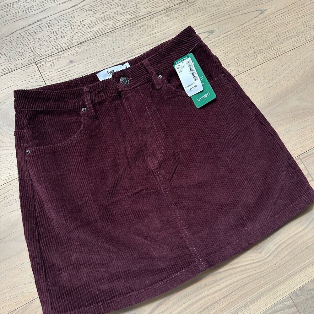 Twik Corduroy Mini Skirt in Burgundy Size Small